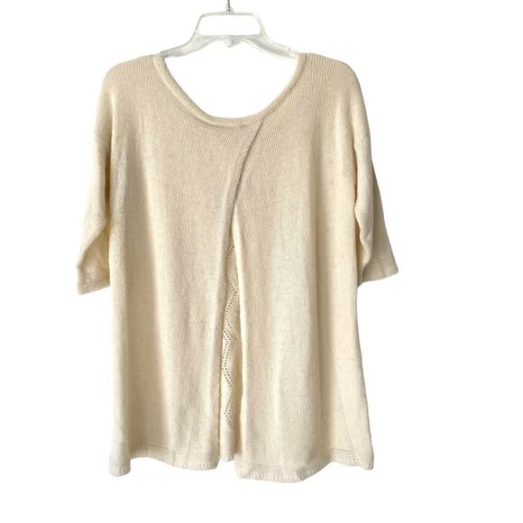 Peruvian Connection NWTs Angelica Pullover Open Back Cream Sweater Medium Alpaca - Picture 4 of 8